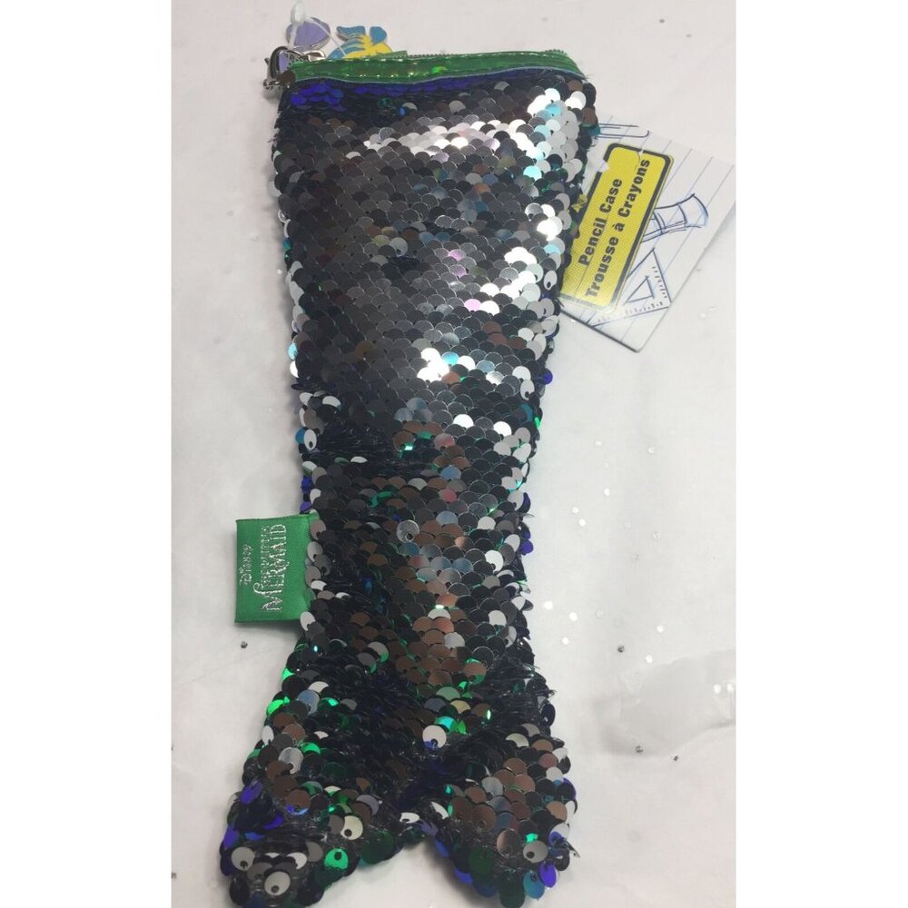 DISNEY STORE~The Little Mermaid~ Ariel Reversible Sequin Pencil Case Green - Picture 2 of 6